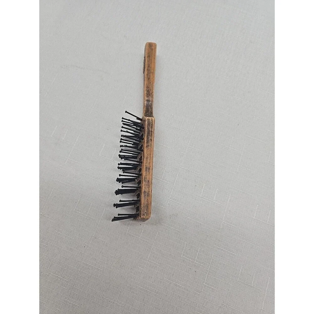 Vintage Goody Nylon Bristles Smoothing Hair Brush Brown Faux Wood Grain 7.75”